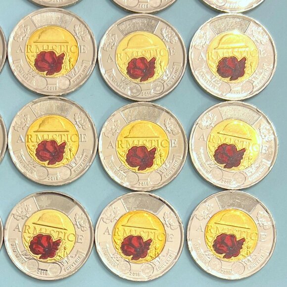 Canada 2018 Coloured 100th Anniversary Armistice 1918-2018 Roll of 25 x $2 Coins - Picture 10 of 16